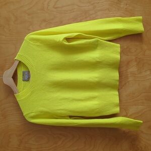 J.Crew Women's Neon Yellow Cropped Crew Neck Cashmere Sweater Size Small